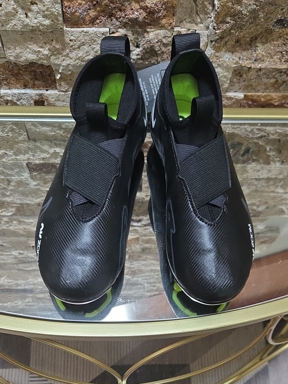 Kids Black Slip-On Athletic Shoes with Lime Interior